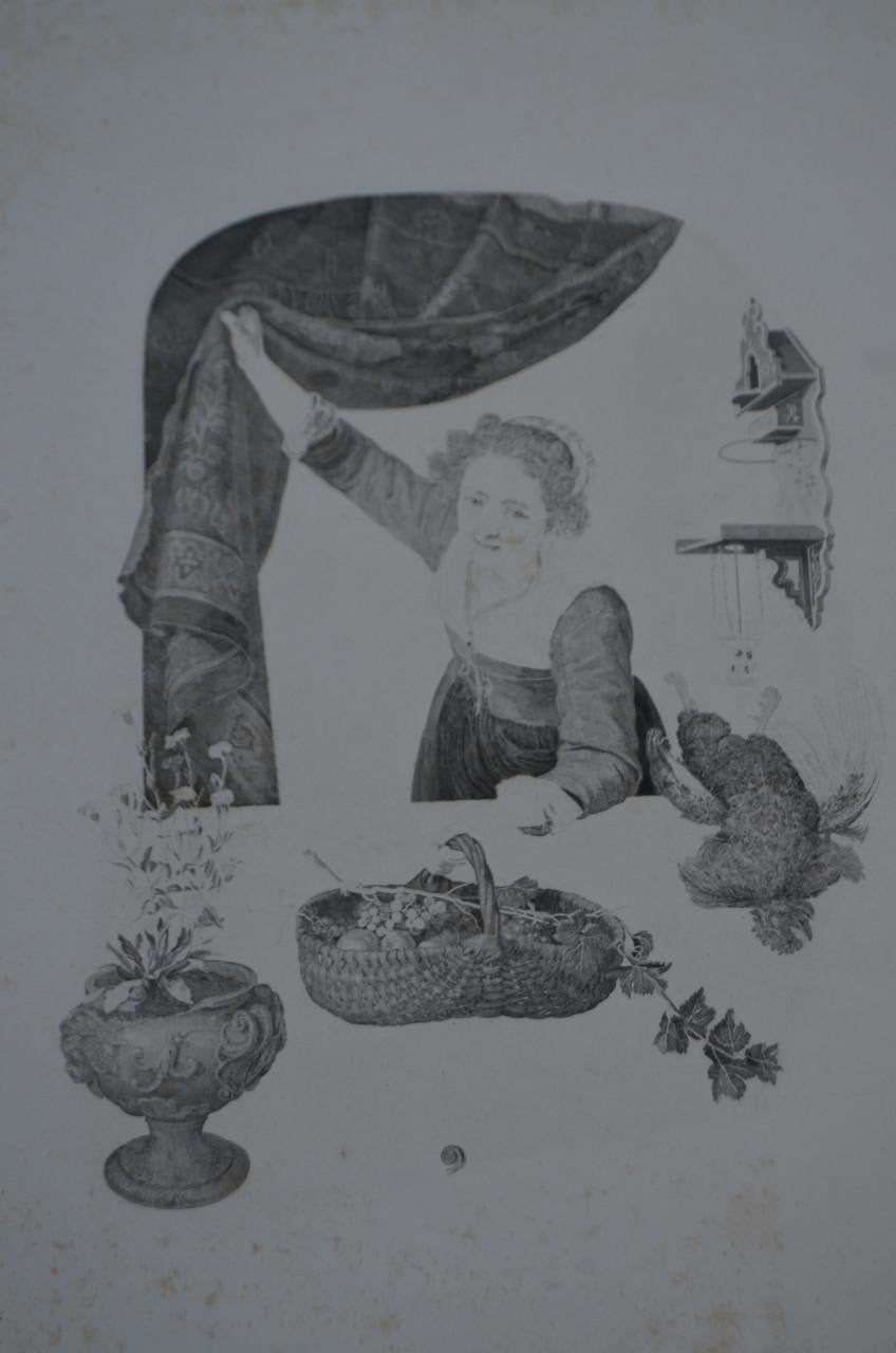 9 Staalgravures 19e eeuws Stadia van een schilderij van Gerard Dou