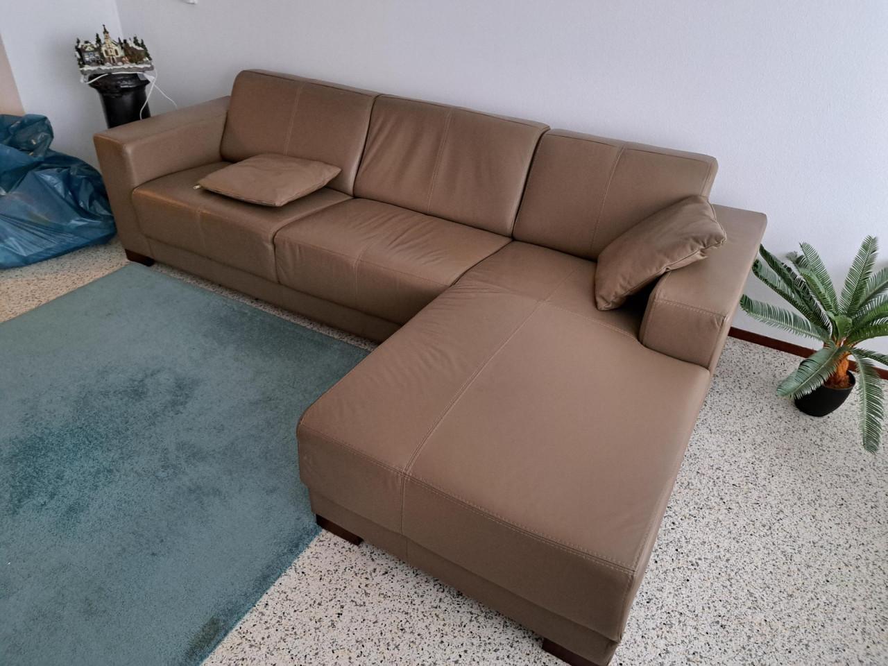 Bank met lounge deel leer taupe