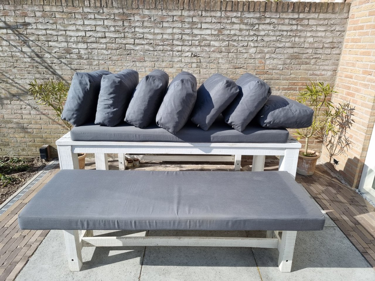Loungebank zit- en rugkussens