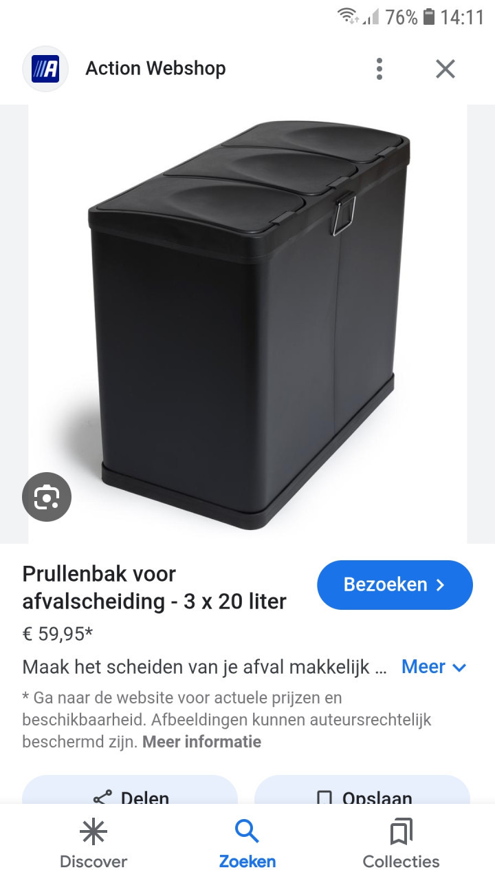 Prullenbak met 3 vakken