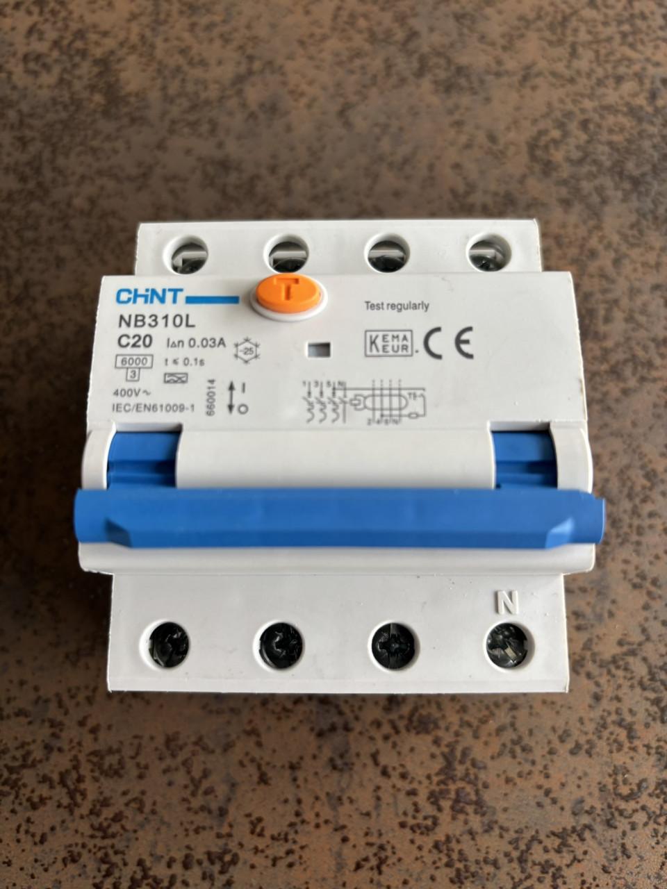 CHINT NB310L C20 Aardlekautomaat DIN-rail  3-FASE 4-polig 400 VOLT