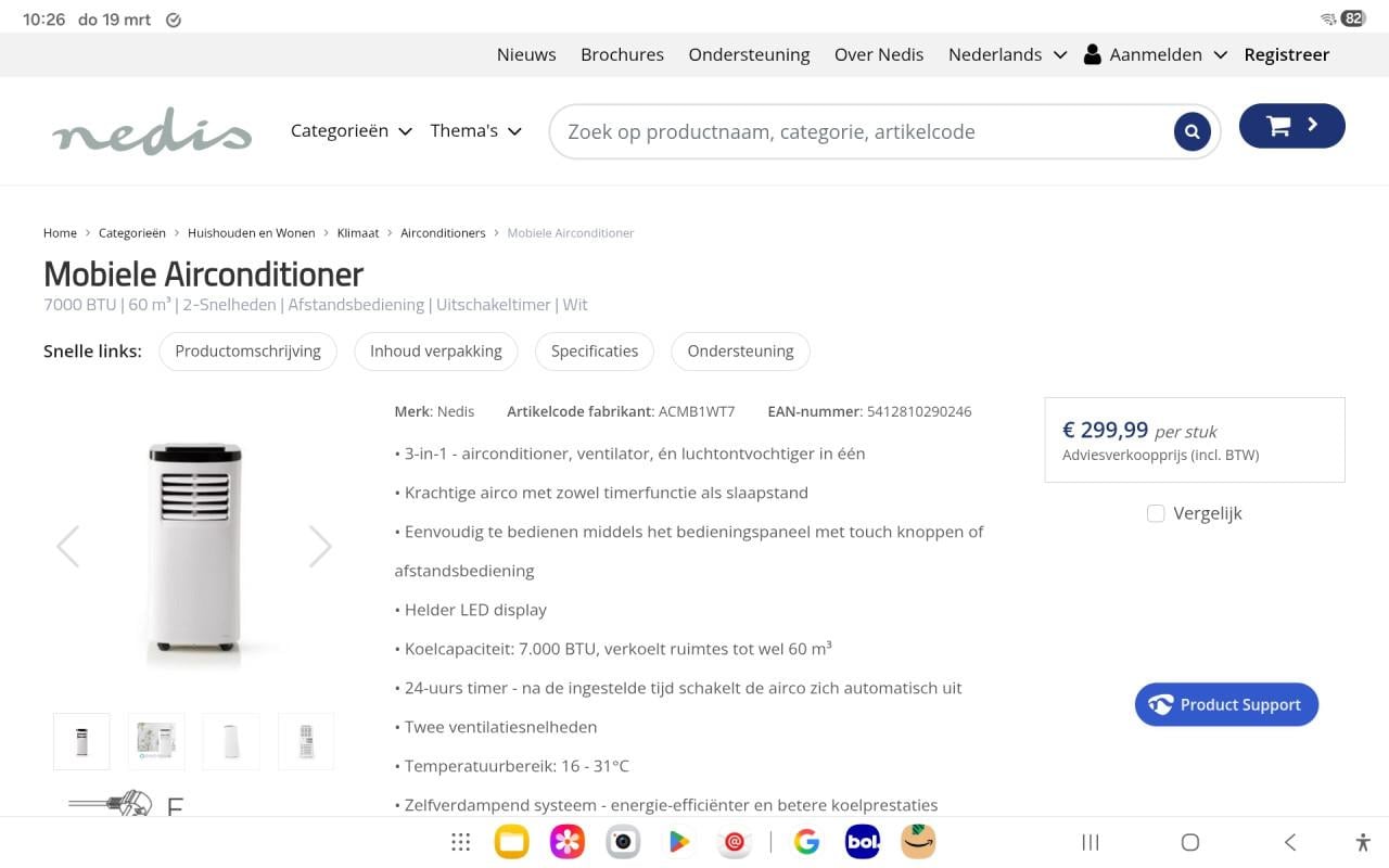 Mobiele airco te koop voor bv (slaap)kamer