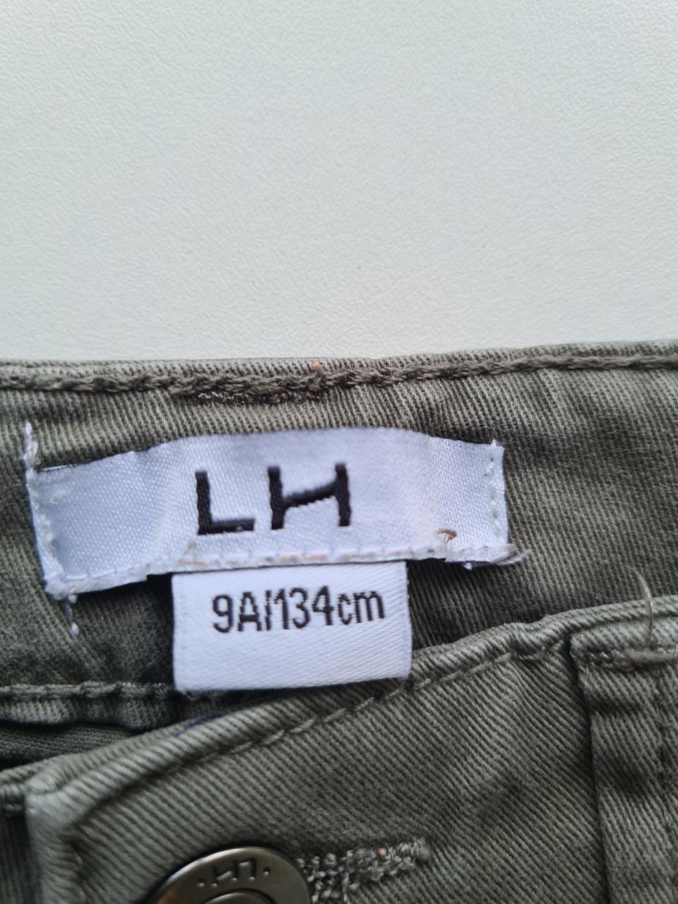 Kaki groene spijkerbroek van L H  Maat 134 / 9 jaar