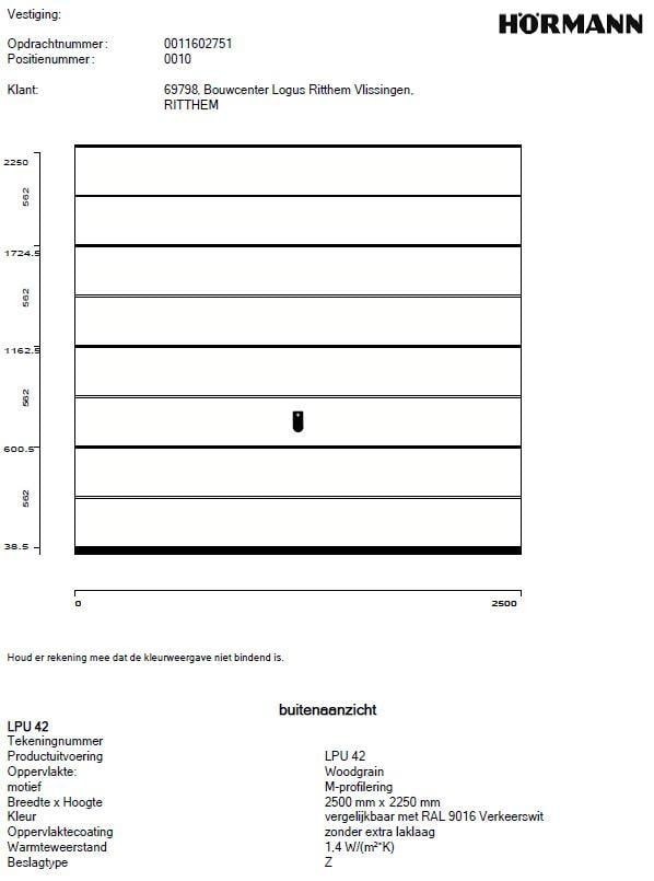 Hörmann sectionaaldeur 2500x2250 mm NIEUW