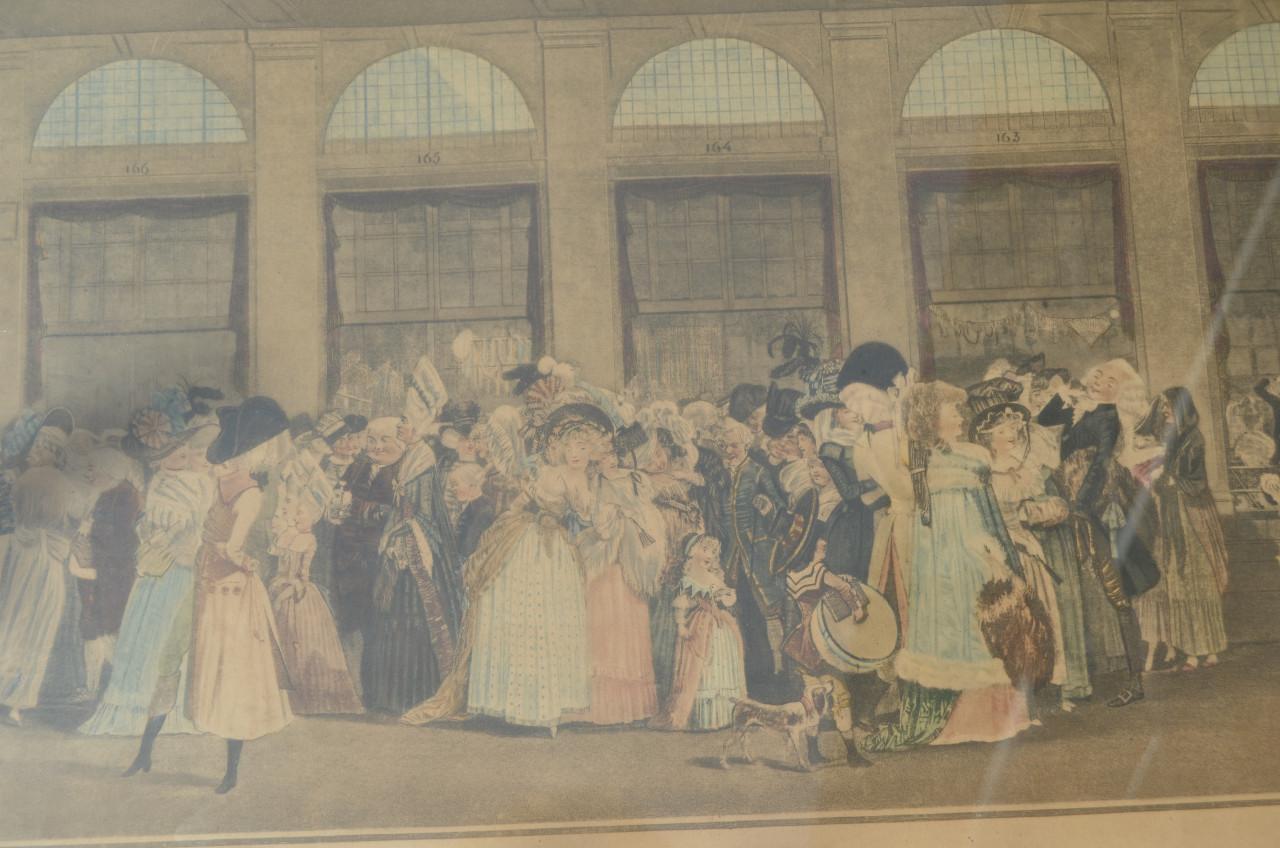 Franse gravure/ets 'The Palais Royal Gallery's Walk' 1787