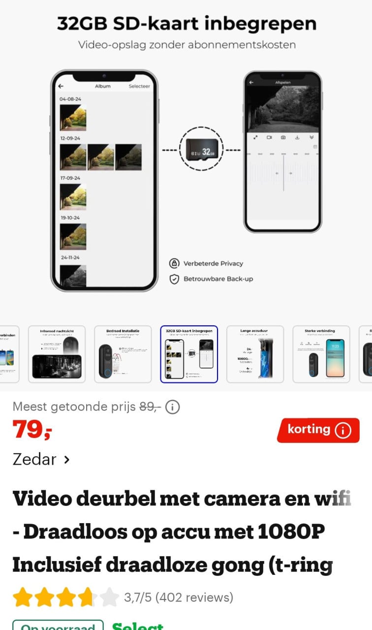 Video deurbel met gong draadloos
