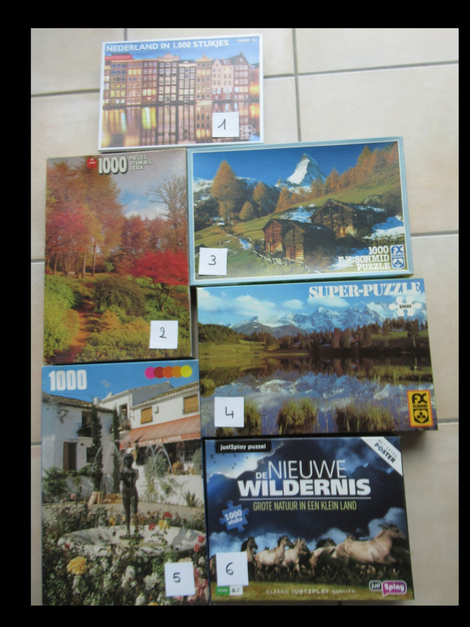 6 leuke volledige puzzels van 1000 stukjes