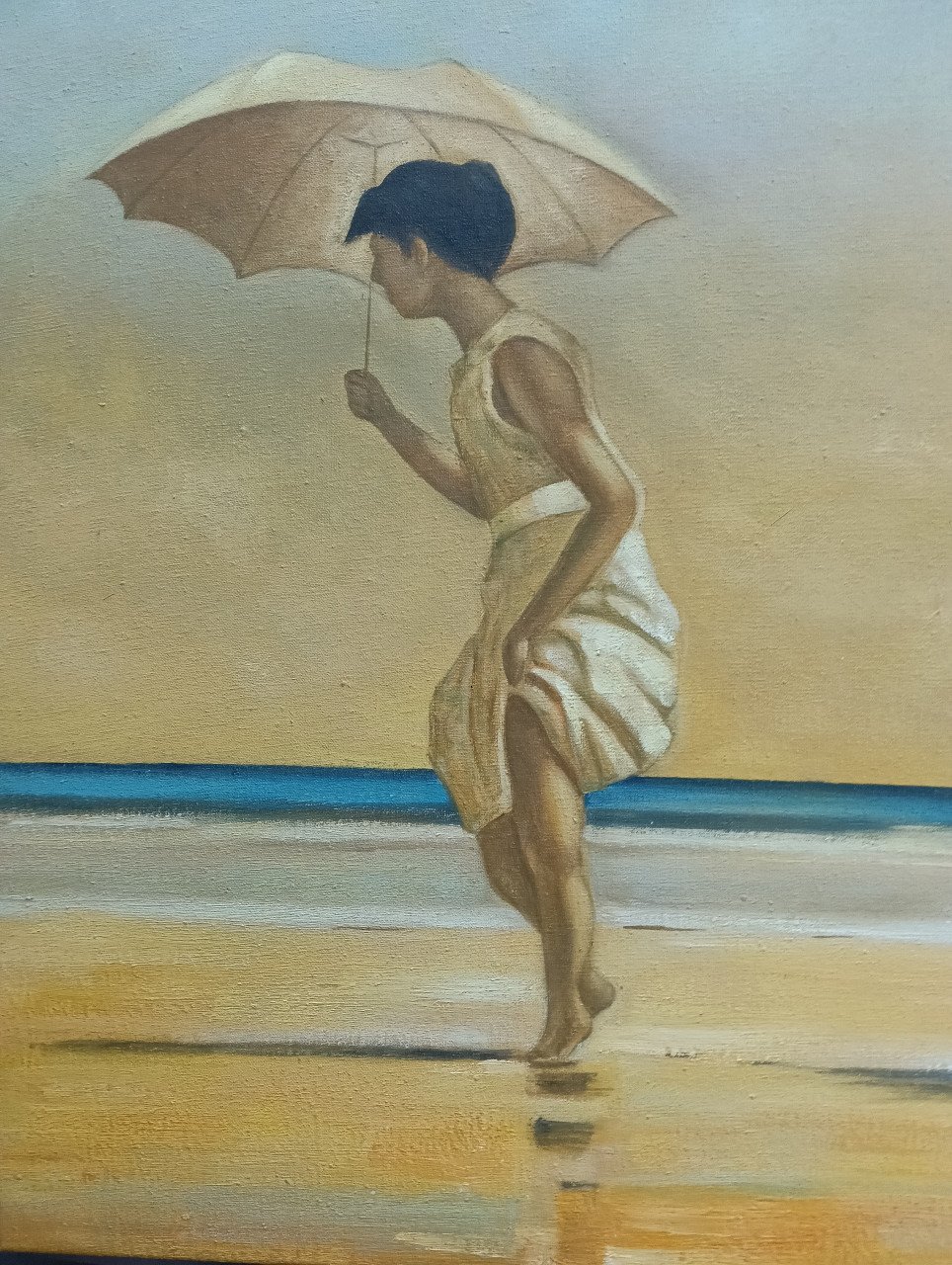 Fraai schilderij "Mad Dogs" van Jack Vettriano in zgstaat!