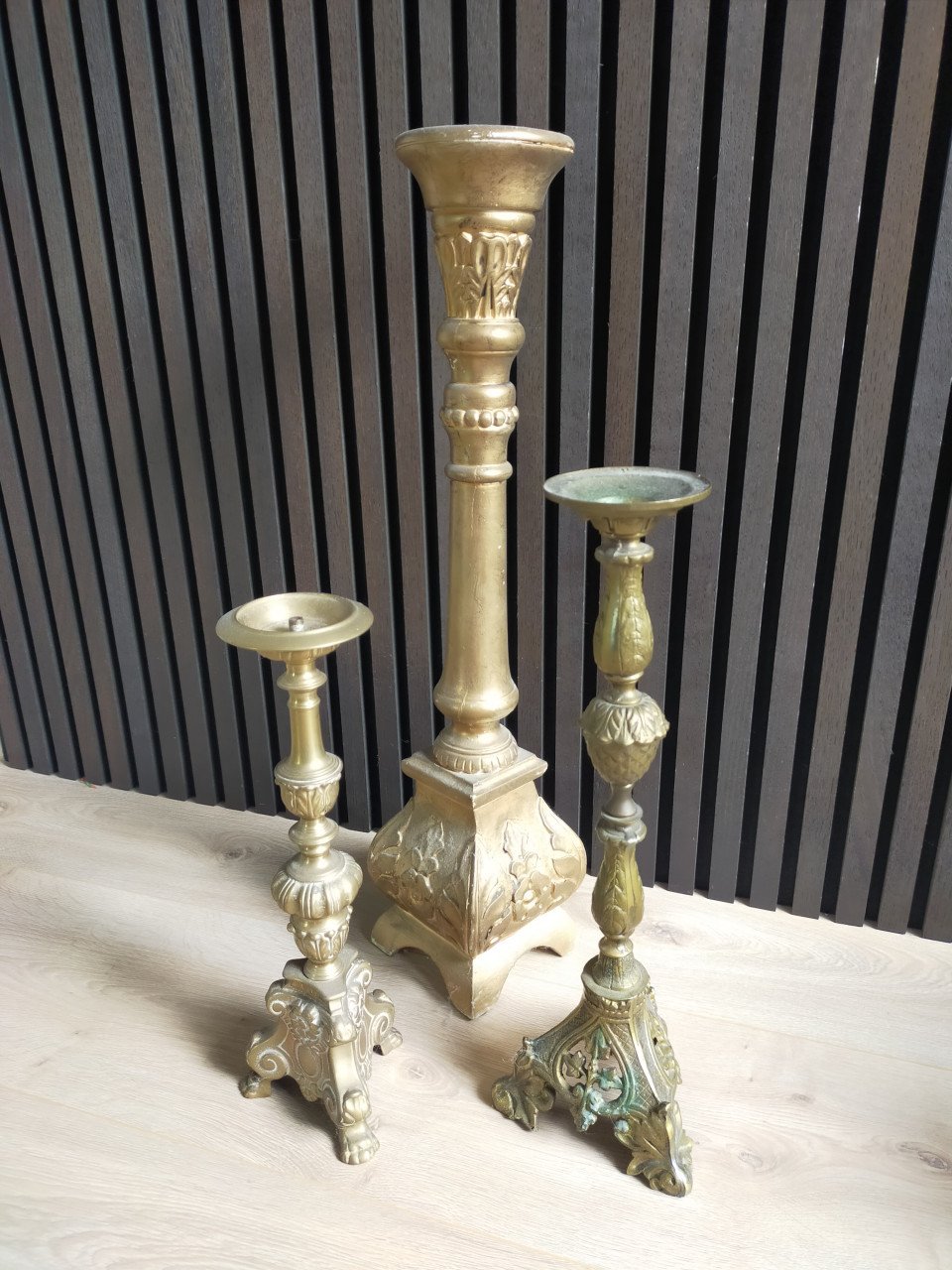 Mooie grote kandelaars koper en zilver