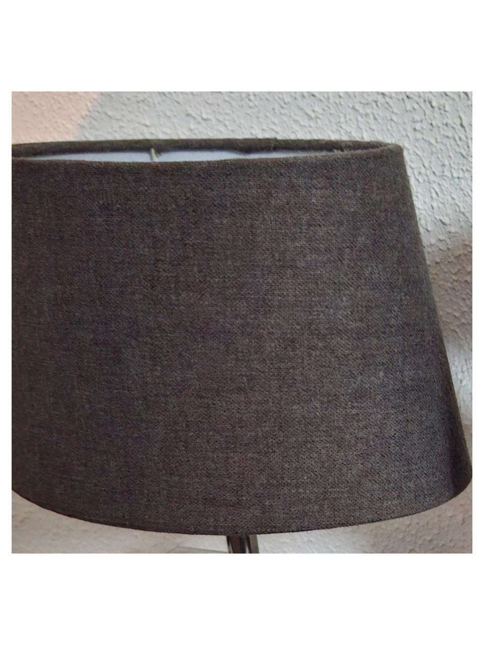 2 SCHEMERLAMPEN MET GESPIEGELDE VOET EN DONKERGRIJZE STOFFEN KAP