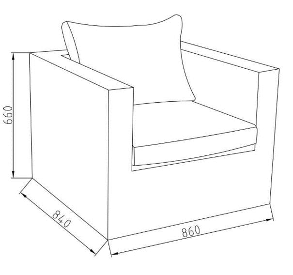 Wicker lounge tuinset (2 fauteuils + bijzettafel + kussens)