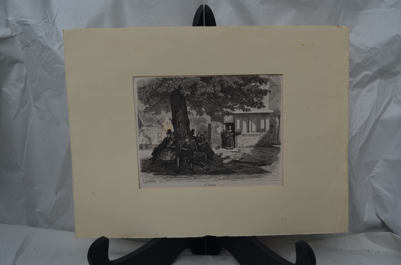 Kleine ets getiteld 'de Klapbank' Laplante ca. 1870
