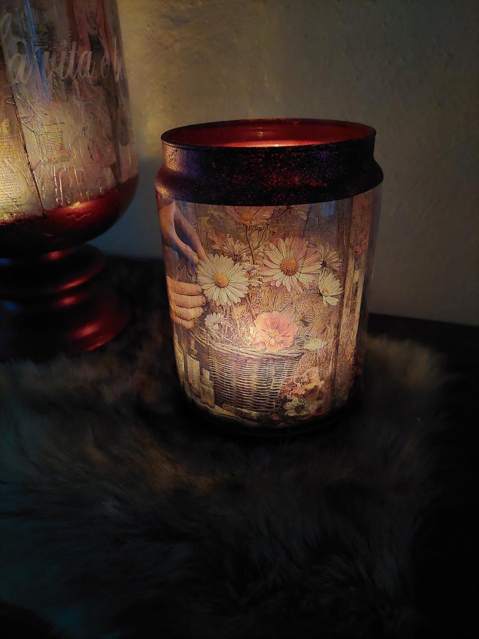 Nw Decoupage vaas +windlicht
