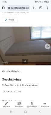 2-Peraoons Bed. -  Wit. -  Incl. Lattenbodems 2 x