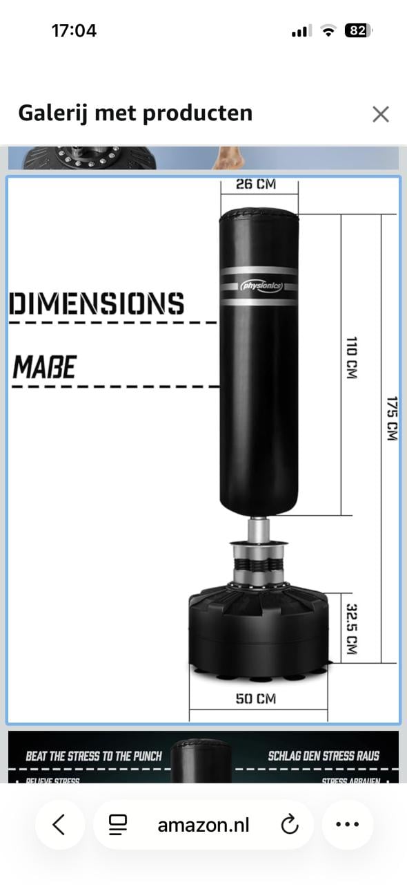 Physionics bokszak staande met grote voet