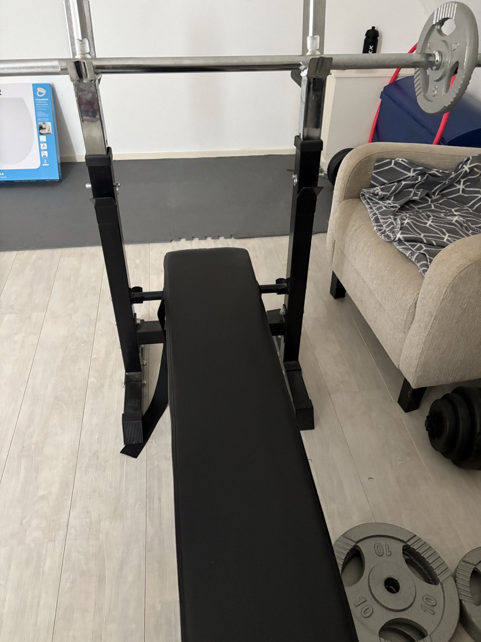Fitness bankje met gewichten