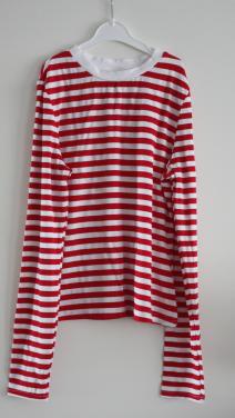 Truitje beige rood gestreept  maat m