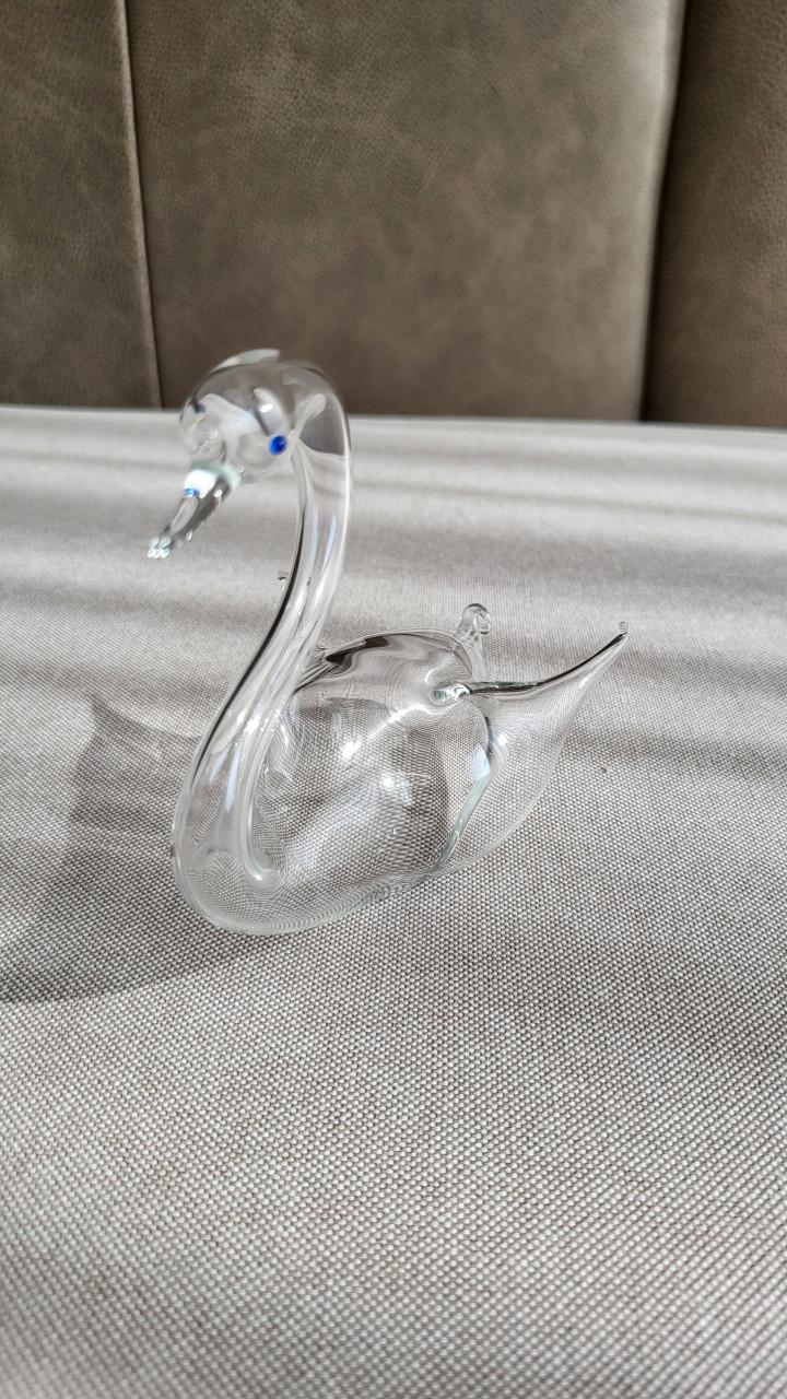 Beeldje zwaan mondgeblazen glas 12 x 8 x 11 cm