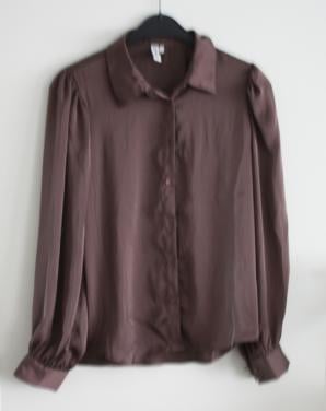 Bruine glanzende  blouse maat s