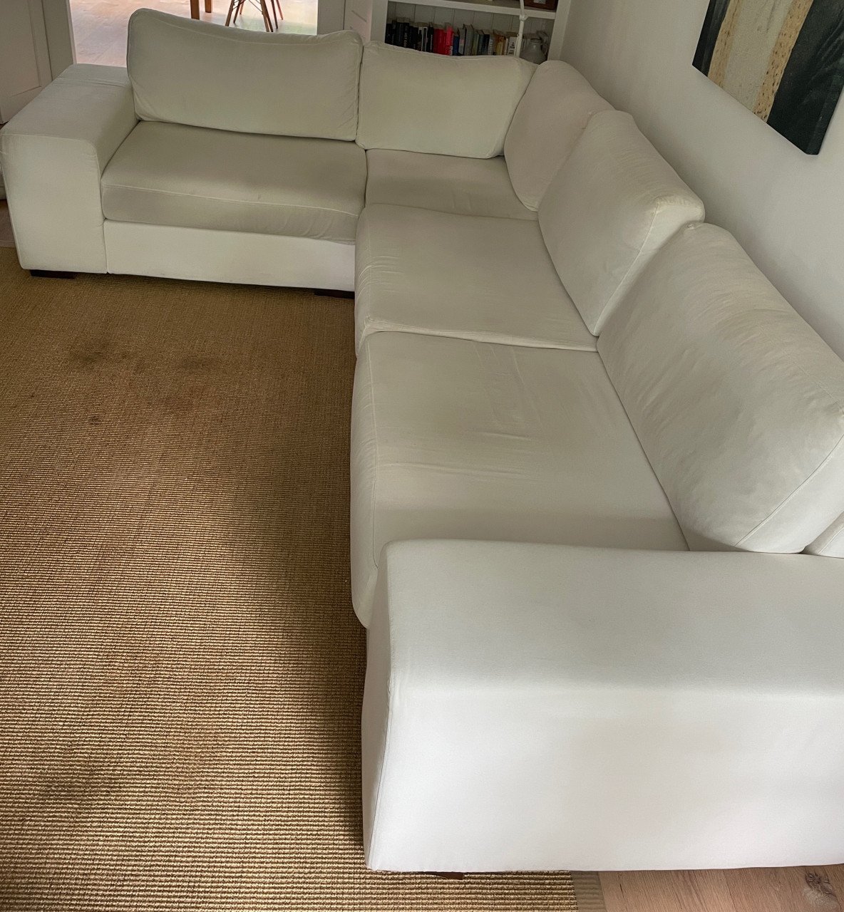 Grote roomwitte hoekbank - 330x240