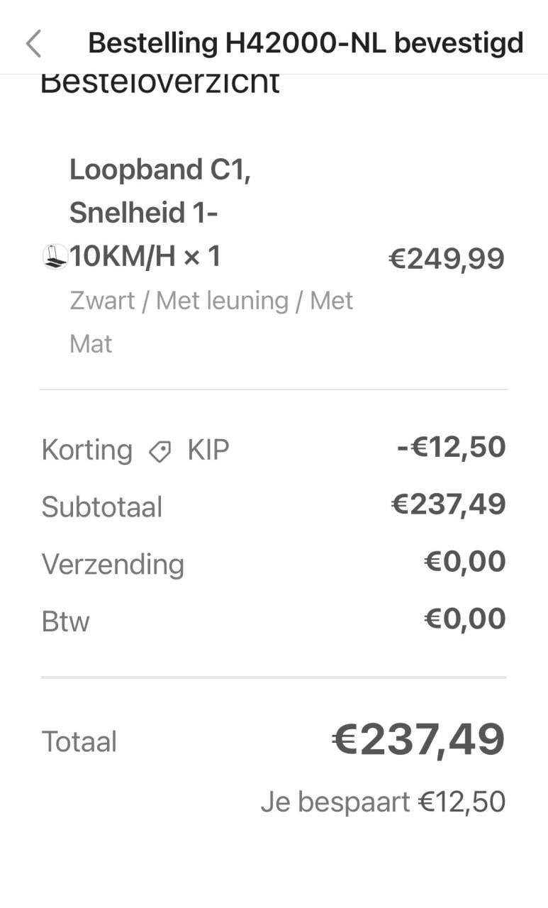 Loopband Home Fitness Code C1 10km/H met leuning en mat