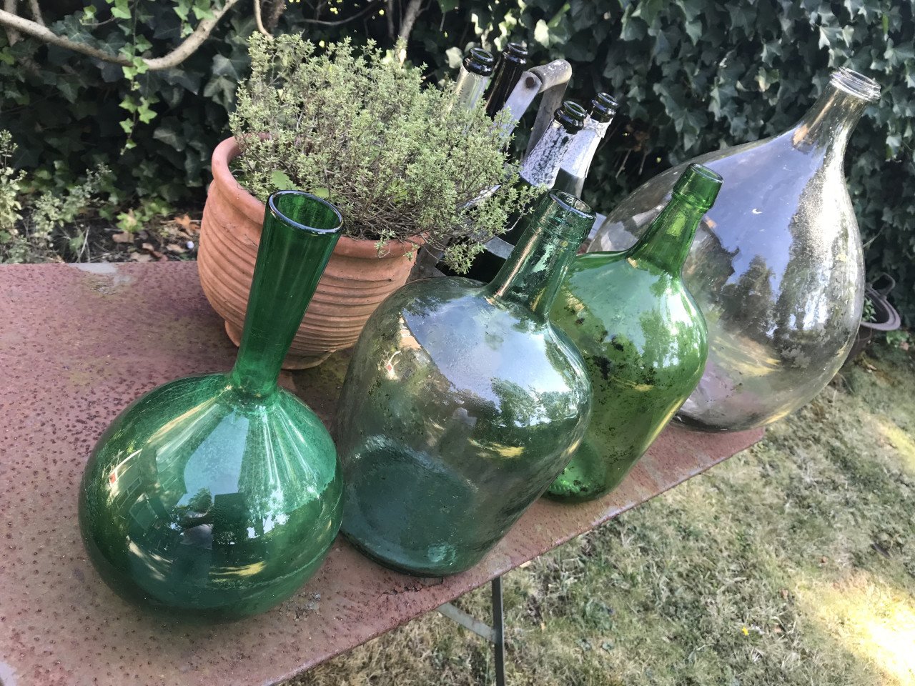 Grote glazen flessen,vintage