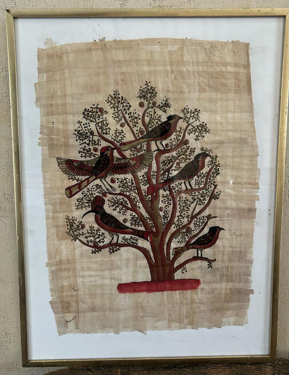 Twee originele Egyptische papyrusschilderingen – met certificaten