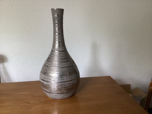 Mooie zilverkleurige, hoge PTMD vaas
