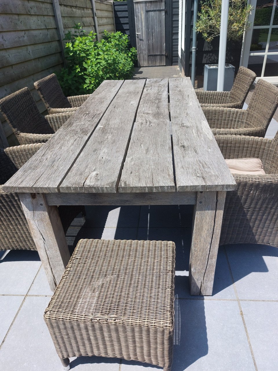 Tuintafel eikenhout met 6 stoelen