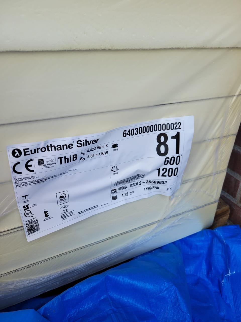 18x PIR isolatieplaten 60x120 - 80mm Recticel