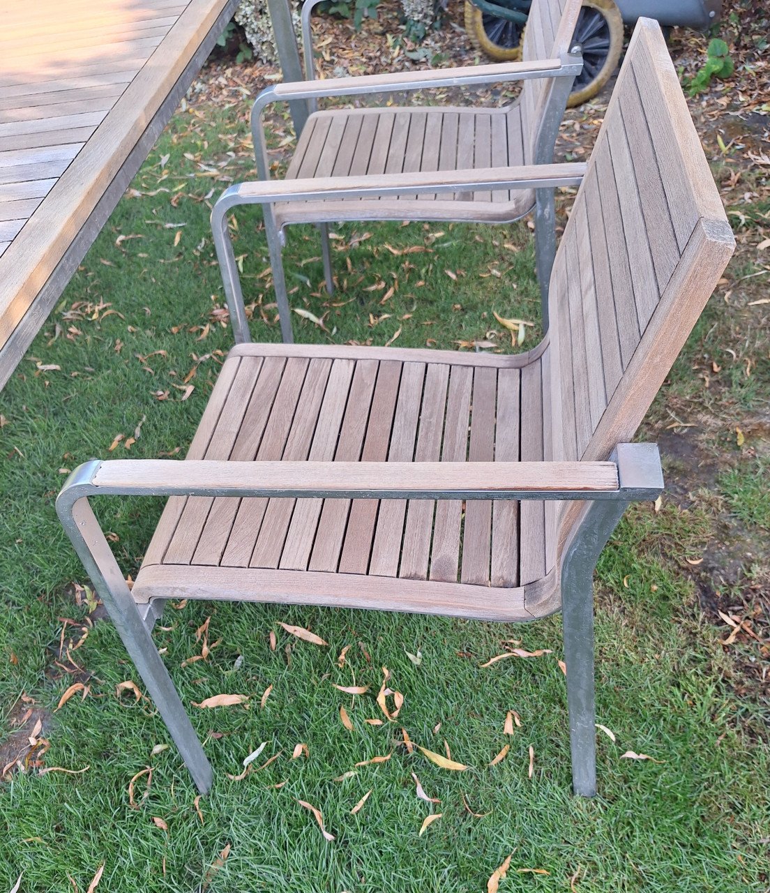 Teakhouten en rvs tuinset