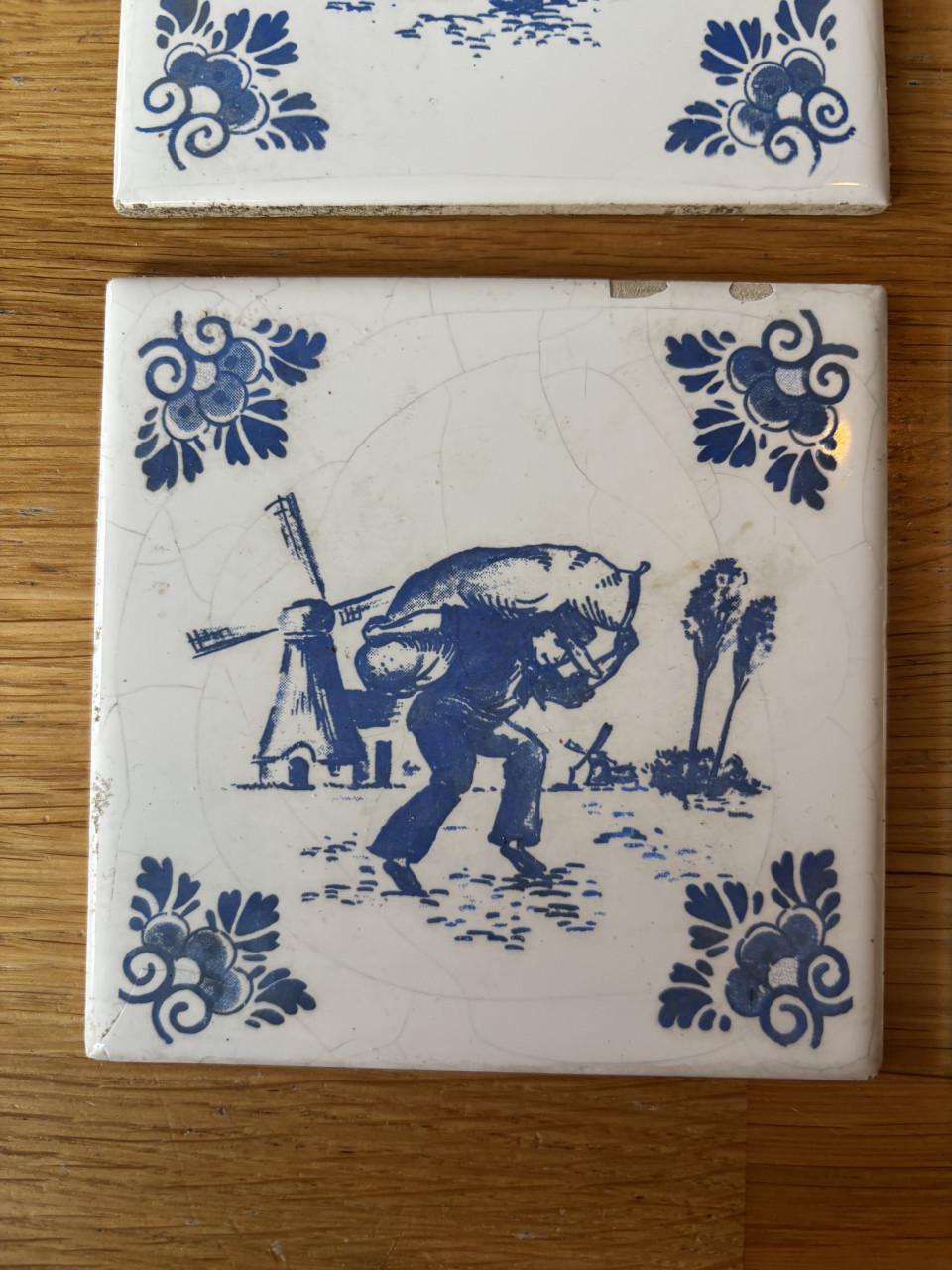 Unieke Set van 8 Villeroy & Boch Mettlach Tegels - "Saar" Periode (1947-195