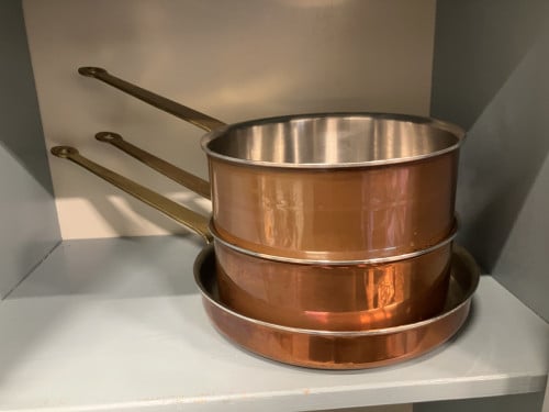 Koperen pannen, Stöckli, Swiss made, zware kwaliteit!