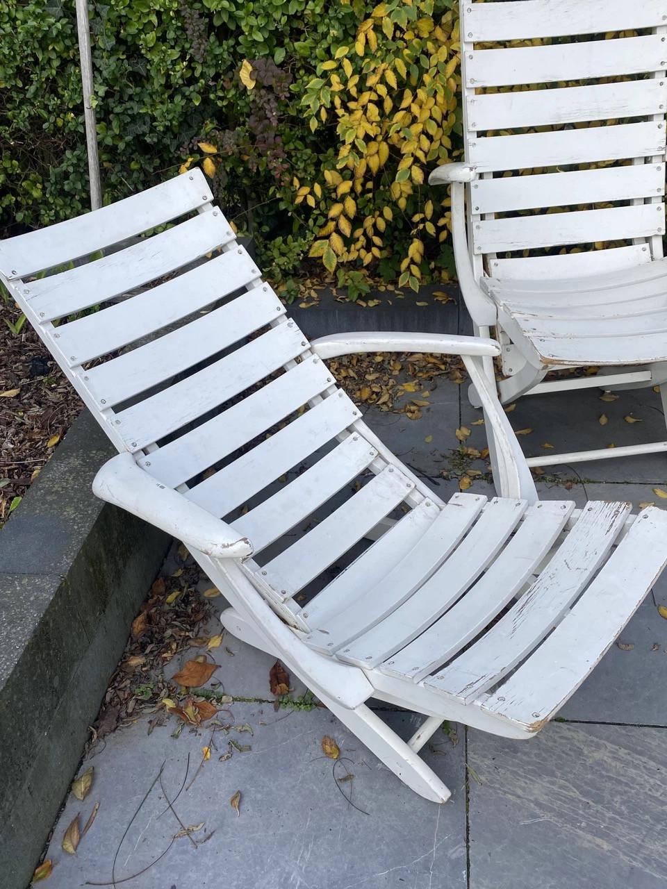 4 vintage brocante Franse 5 standenstoelen hout