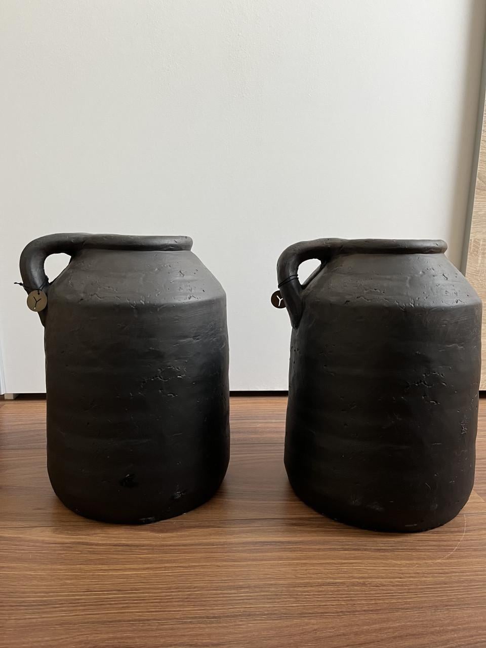 Zwarte stenen vazen (set van 2)