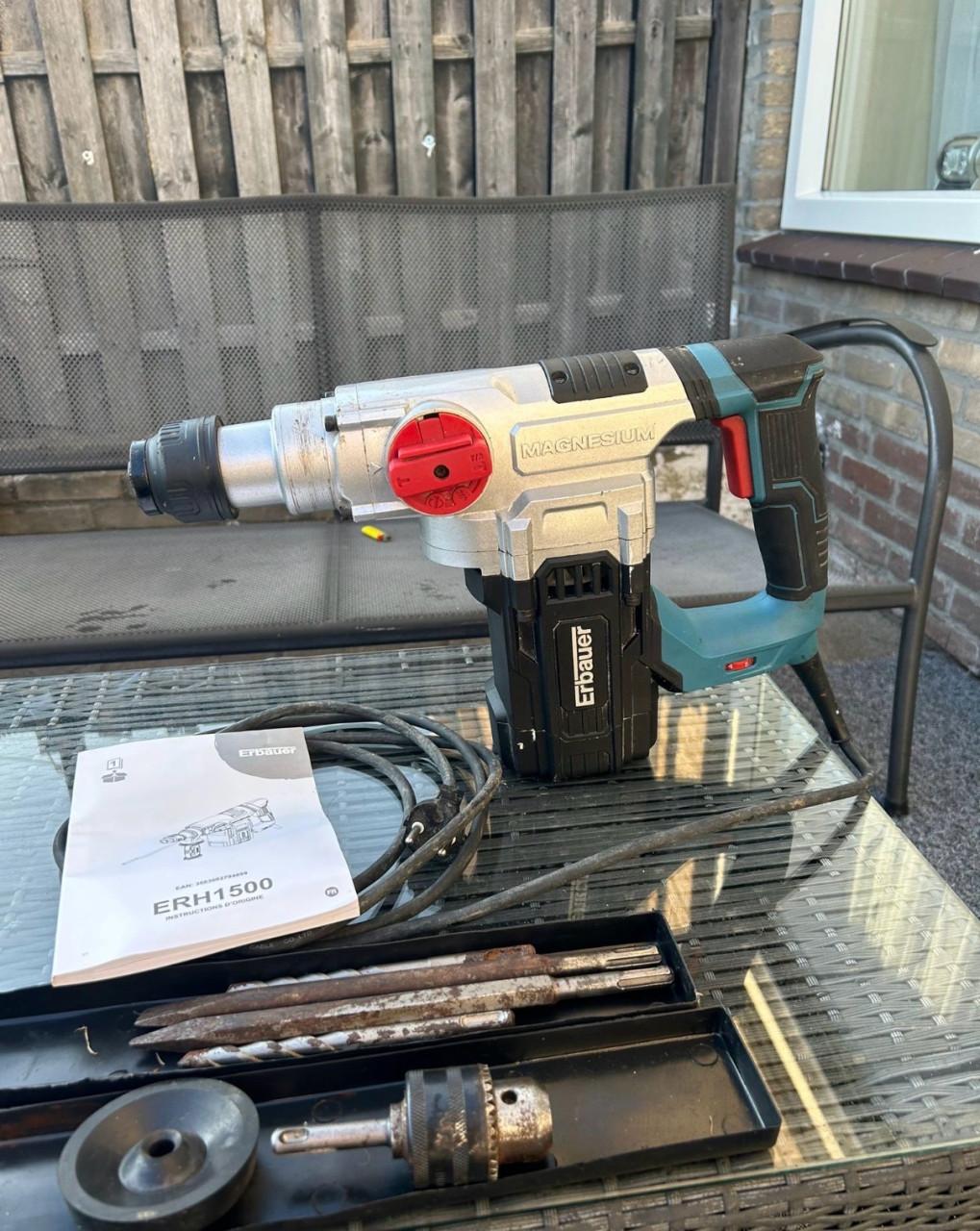 Erbauer Boorhamer ERH1500 - gebruikt compleet met toebeboren