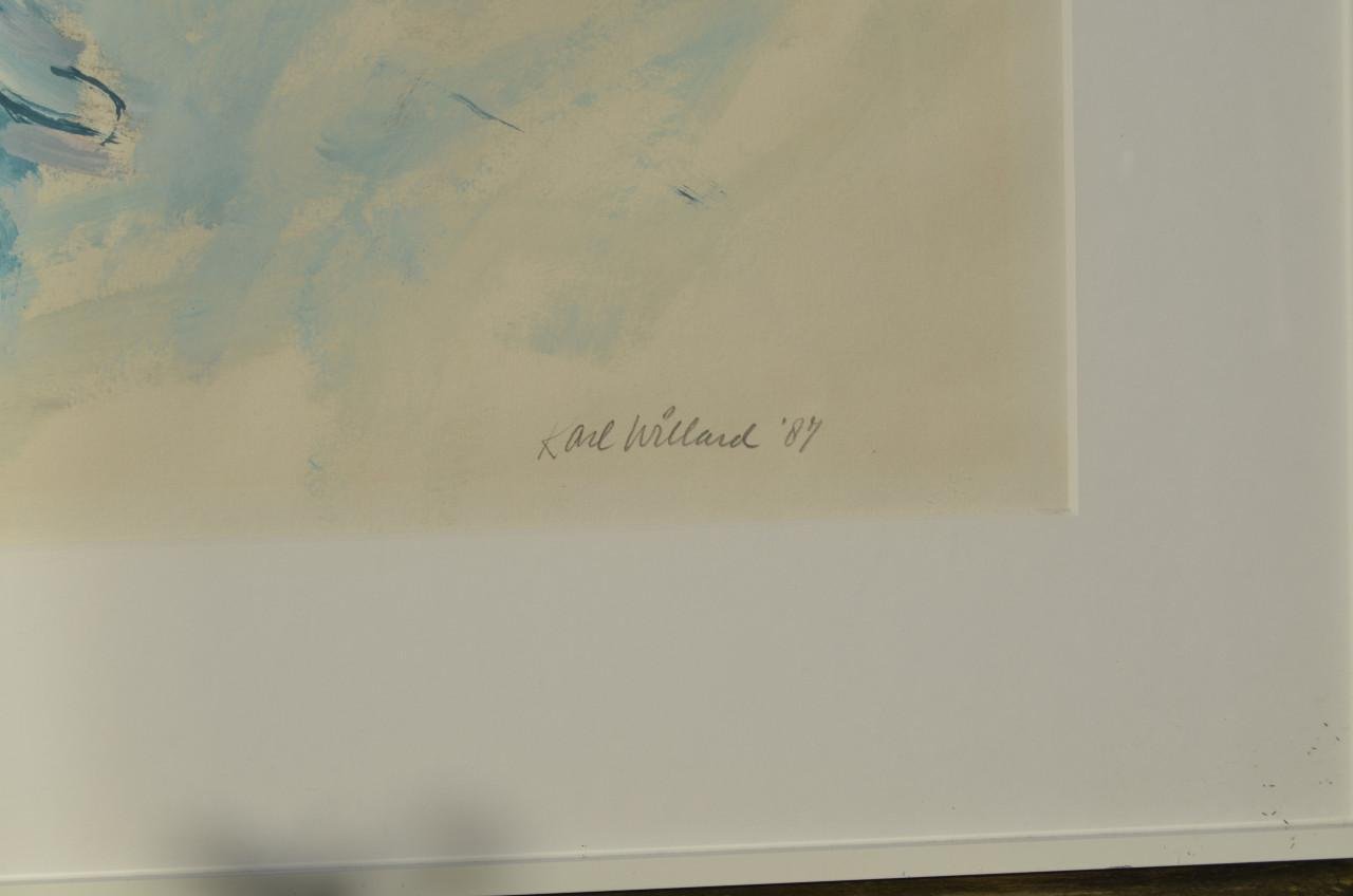 Groot schilderij Karl Willard 'De Schaatser' 1987