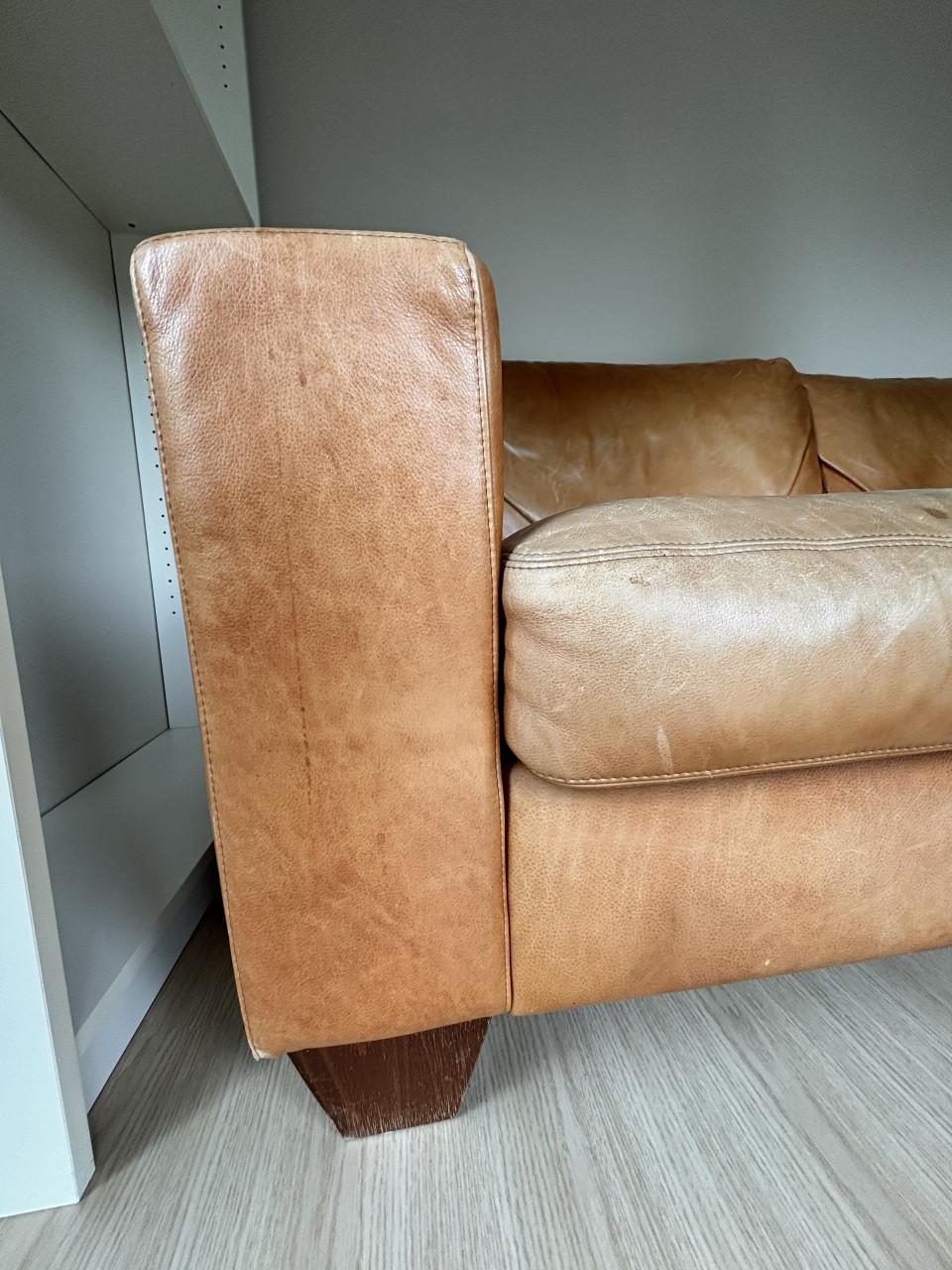 Cognac kleur leren 2,5 zitbank