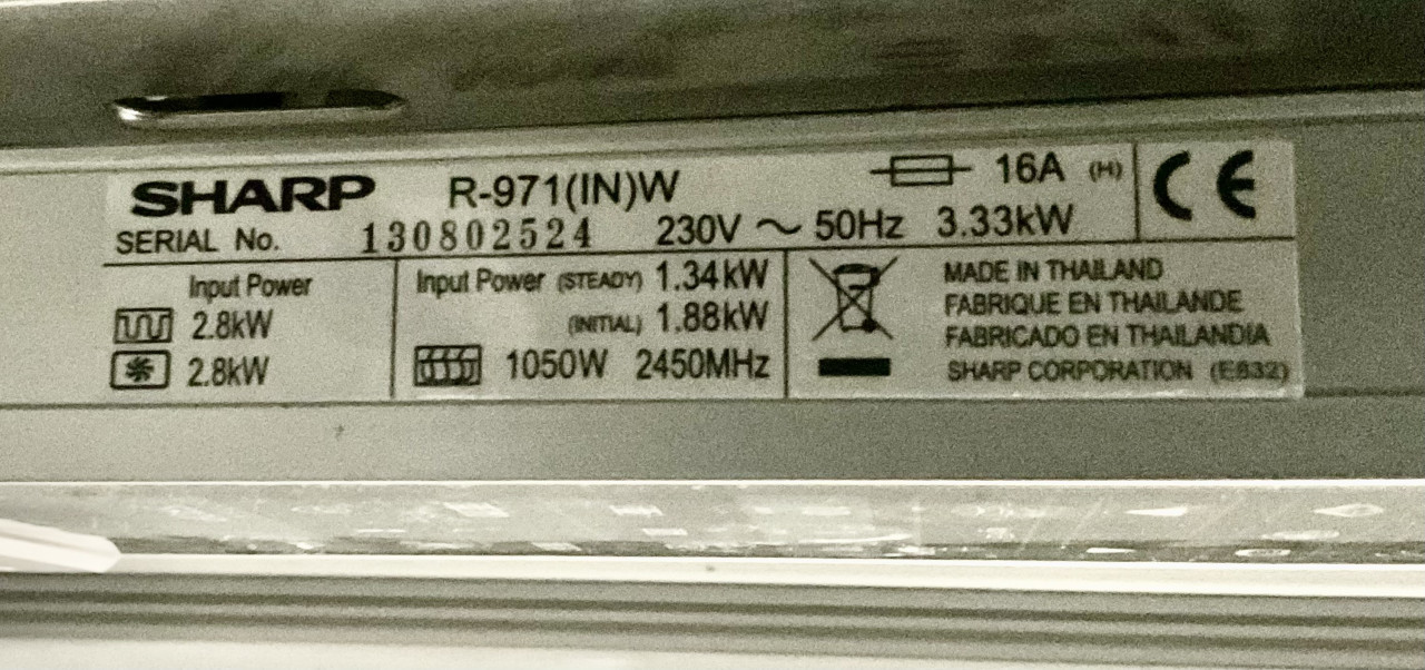 Topmodel Sharp combi magnetron type R-971