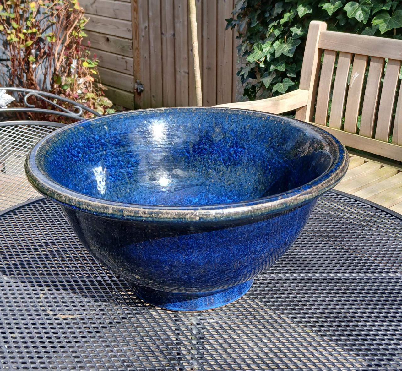 Waterschaal - minivijver  keramiek - blauw