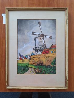 Aquarel Bolwerksmolen Zierikzee