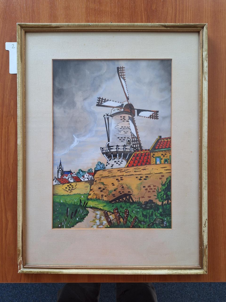 Aquarel Bolwerksmolen Zierikzee