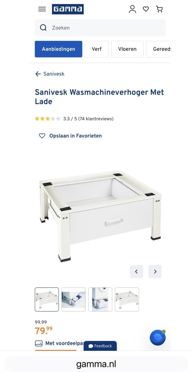 Sanivesk Wasmachineverhoger Met Lade nieuwprijs €79,-