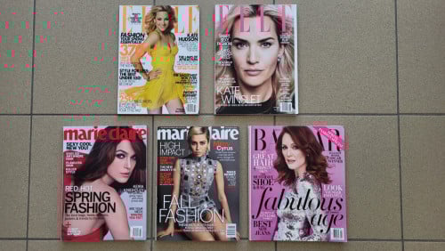 Oude Amerikaanse modebladen Elle, Marie Claire, Harper's Bazaar