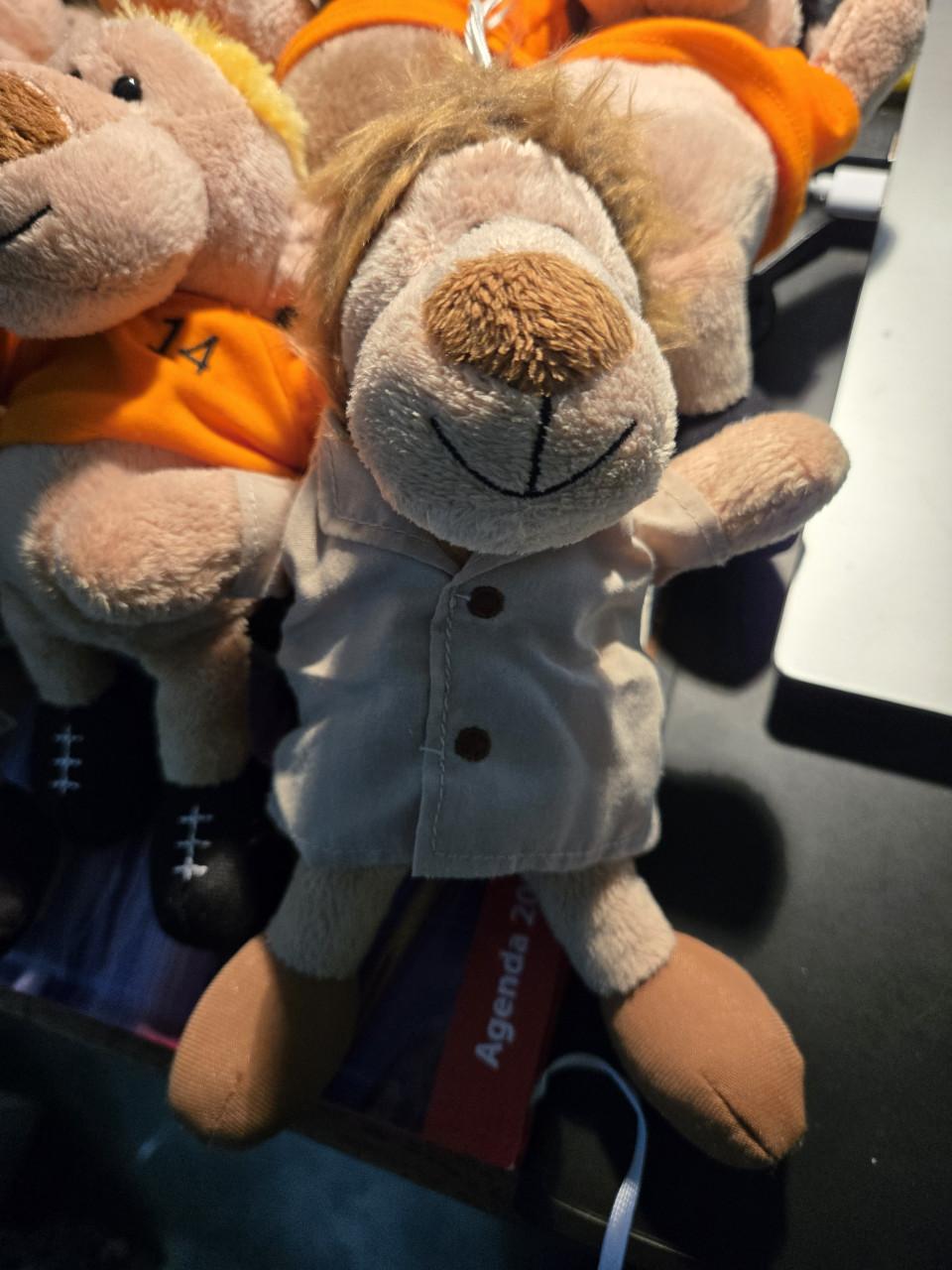 7 stuks oranje leeuwen voetbalknuffels 20cm Nrs: 1 3 6 9 10 14 en coach