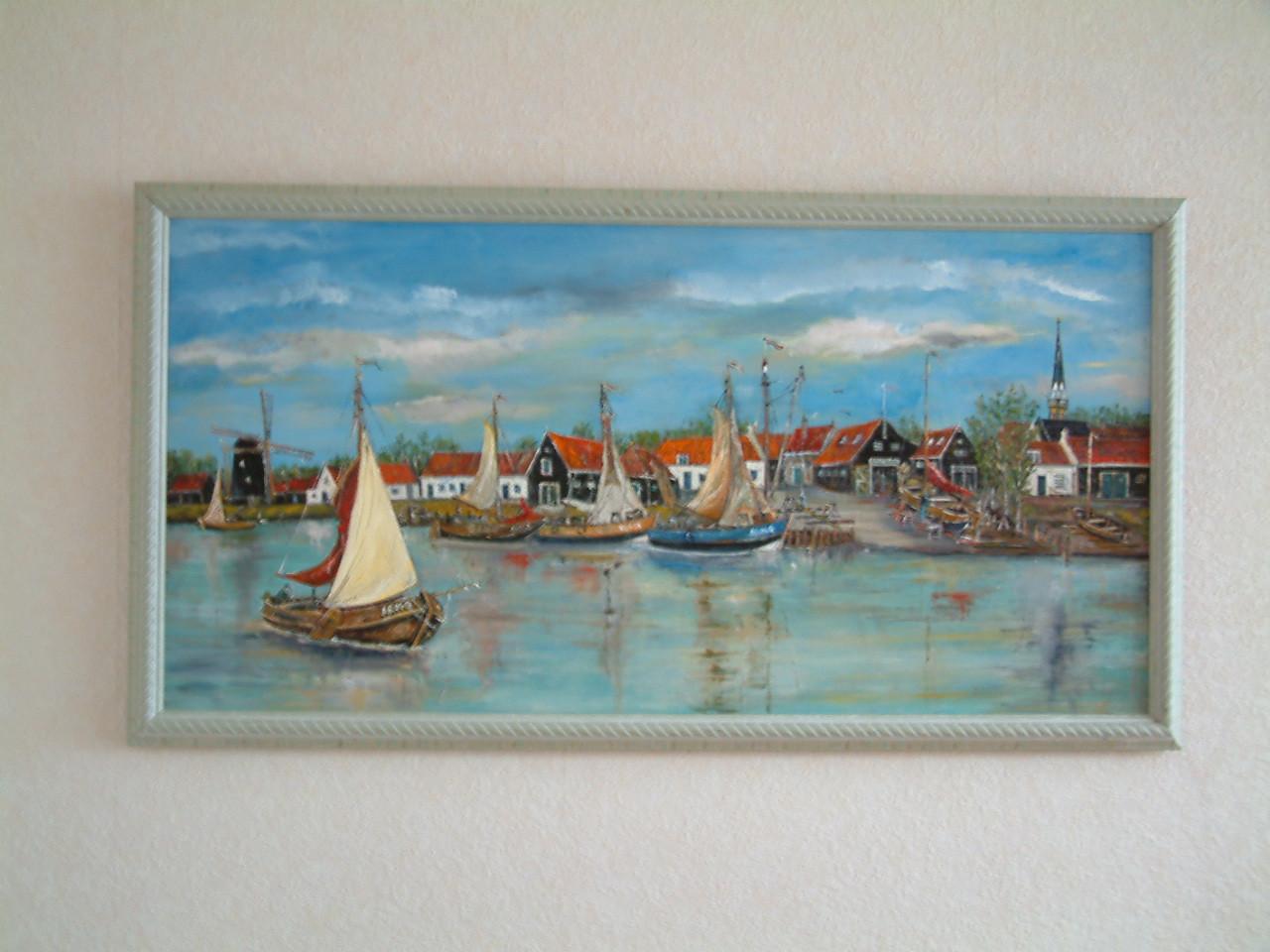 120 x 60 olie verf  de oudere werf  schilderij Jac Caljouw  Arnemuiden