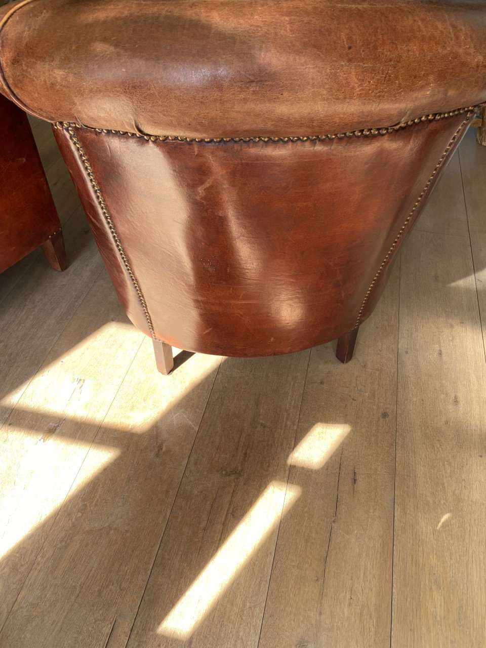 Set vintage schapenleren club fauteuils