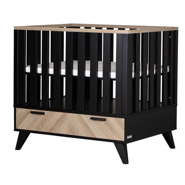 Interbaby box zwart met lade en incl matras