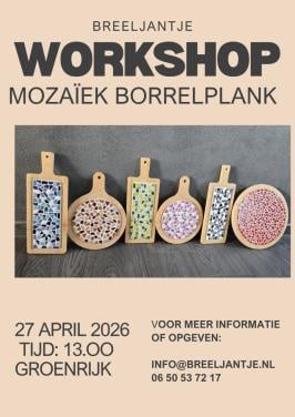Workshop borrelplank mozaïek 24-04-2026