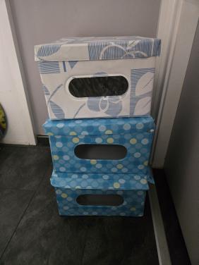3 opbergdozen gemaakt van vinyl met een venster. L50x B40x H25 cm